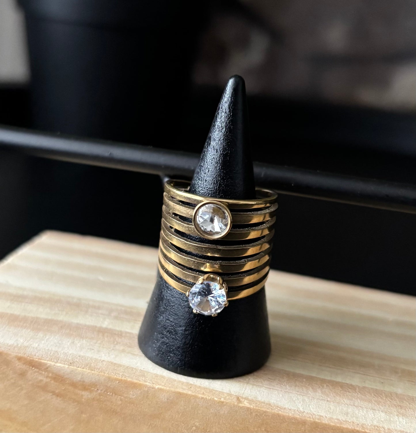 Bague Jonc strass argenté