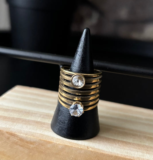 Bague Jonc strass argenté