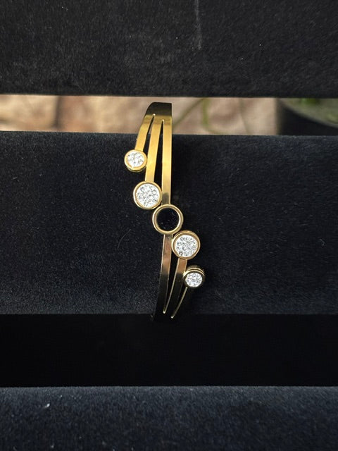 Jonc avec strass argenté et noir